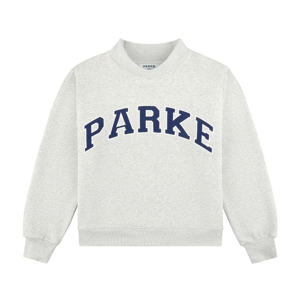 PARKE Nostalgia Varsity Mockneck Classic Grey + Denim NWT - Picture 2 of 9